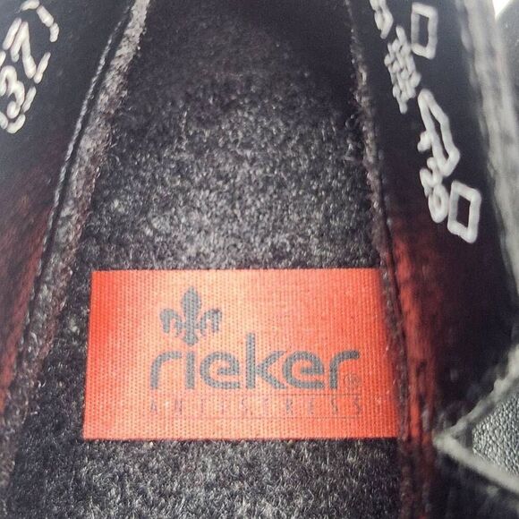 NWT Rieker Womens Black Leather Block Heel Square Toe Ankle Boots Size 37 - Picture 5 of 10